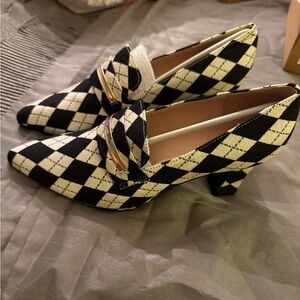 Stylish Black and White Checkered Women's Heels
